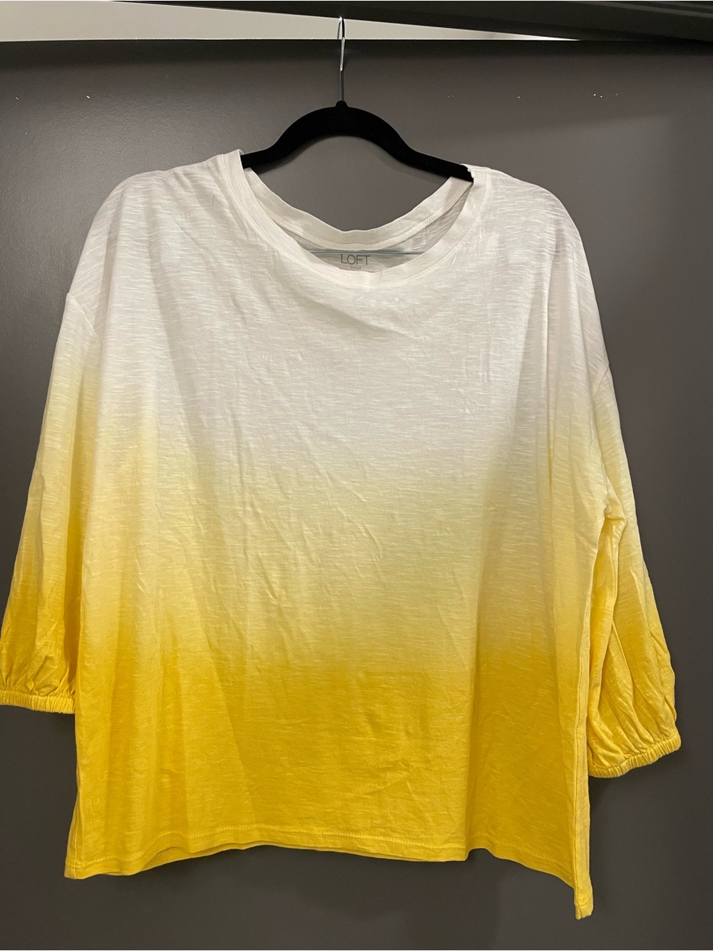 LOFT White and Yellow Ombre Long Sleeve Tee